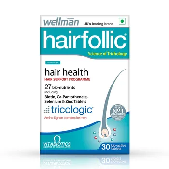 Добавка для мужчин для здоровья волос (30 таб, 1,149 г), Wellman Hairfollic, произв. Vitabiotics