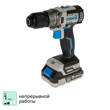 Дрель-шуруповерт аккумуляторная бесщёточная Deko ZKCD20V, 20 В Li-ion 2x2 Ач