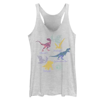 Детская майка Jurassic World Colorful Dinos в тропическом стиле Licensed Character, цвет White Heather