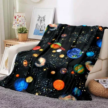 Одеяло для комнаты Galaxy Stars, ультралегкое мягкое плюшевое фланелевое одеяло для дивана-кровати, лучшие офисные подарки 75x90cm