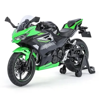 1/12 KAWASAKI Ninja ZX-10R игрушечный мотоцикл литой металлической модели супер гоночный звук и свет коллекция подарок для мальчиков детей зелёный