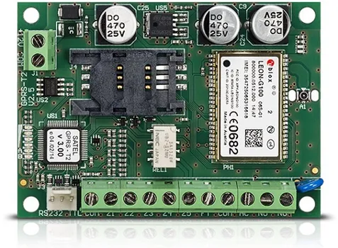 Модуль SATEL GPRS-T2 ВО GPRS/SMS, 5 тревожных входов, включающих мониторинг или оповещение, без корпуса, автоматическое переключение на SMS в случае о