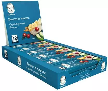 Батончик фруктовый Gerber Банан и вишня 25г (упаковка 3 шт.)