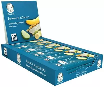 Батончик фруктовый Gerber Яблоко и банан 25г (упаковка 3 шт.)