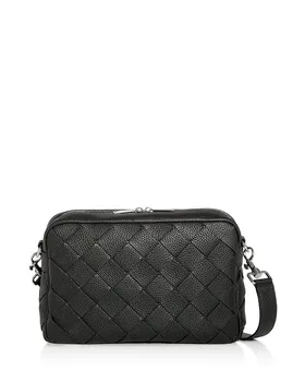 Средняя переплетенная кожаная сумка через плечо Intrecciato Bottega Veneta, зеленый
