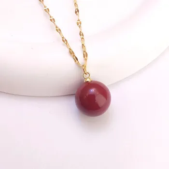 Ожерелье из титановой стали Lucky Bead, женский дизайн, простой темперамент, бордовый жемчуг, набор цепочек на ключицу
