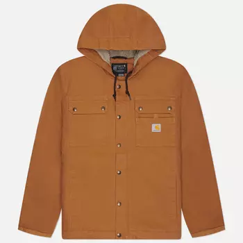 Мужская демисезонная куртка Carhartt Washed Duck Sherpa Lined Utility, цвет коричневый, размер L