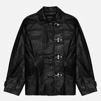 Мужская демисезонная куртка EASTLOGUE Fireman Leather, цвет чёрный, размер XL