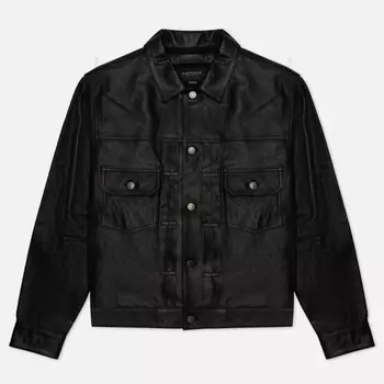 Мужская демисезонная куртка EASTLOGUE Trucker Leather, цвет чёрный, размер L