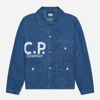 Мужская джинсовая куртка C.P. Company Blu Garment Dyed, цвет синий, размер 54