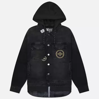 Мужская джинсовая куртка Evisu Evisukuro 3 In 1 Padded Trucker, цвет чёрный, размер XL