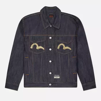 Мужская джинсовая куртка Evisu Heritage Hakutaku Embroidery Denim, цвет синий, размер M
