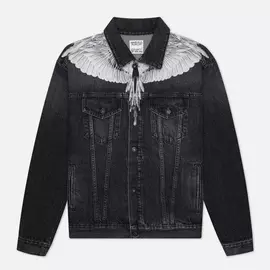 Мужская джинсовая куртка Marcelo Burlon Wings Stonewash Slim Denim, цвет чёрный, размер M