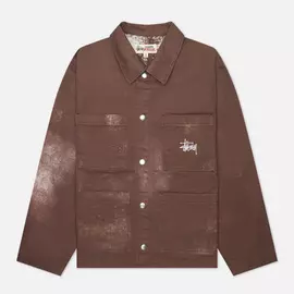 Мужская джинсовая куртка Stussy Spotted Bleach Chore, цвет коричневый, размер L
