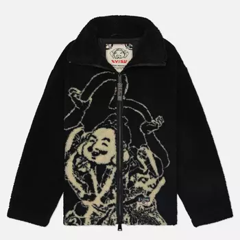 Мужская флисовая куртка Evisu Heritage God Head Jacquard Sherpa, цвет чёрный, размер L