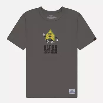 Мужская футболка Alpha Industries Alpha Badge, цвет серый, размер XXL