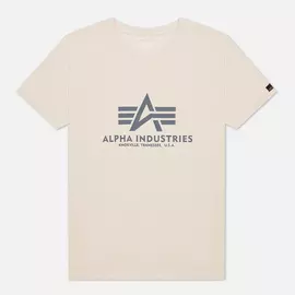 Мужская футболка Alpha Industries Basic, цвет бежевый, размер XXS