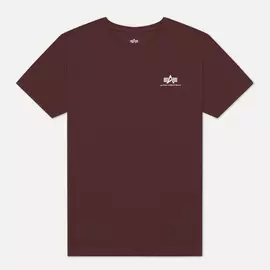 Мужская футболка Alpha Industries Basic Small Logo, цвет бордовый, размер S