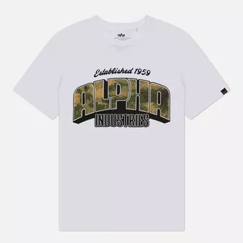 Мужская футболка Alpha Industries Camo Logo, цвет белый, размер M