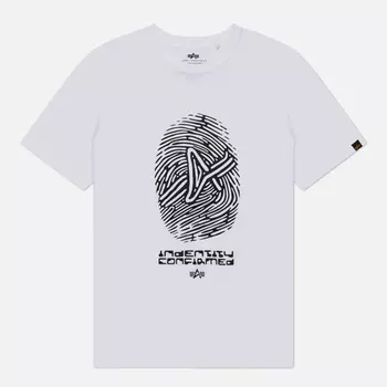 Мужская футболка Alpha Industries Fingerprint, цвет белый, размер L