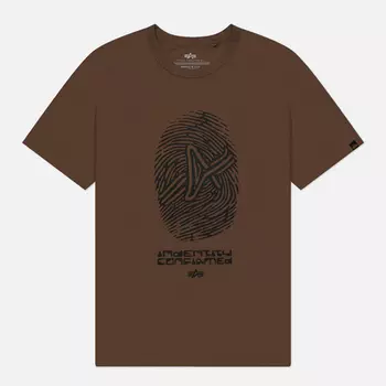 Мужская футболка Alpha Industries Fingerprint, цвет коричневый, размер S