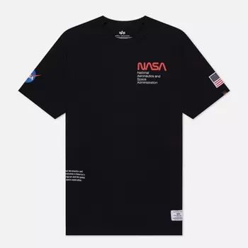 Мужская футболка Alpha Industries NASA Worm Logo Gen II, цвет чёрный, размер S