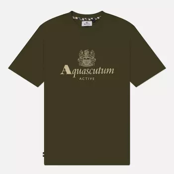 Мужская футболка Aquascutum Active Big Logo Cotton, цвет оливковый, размер S