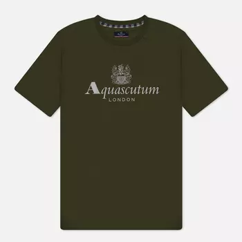 Мужская футболка Aquascutum Active Big Logo, цвет зелёный, размер XXL