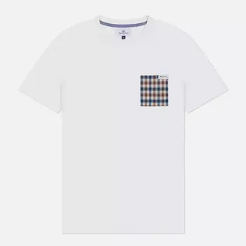Мужская футболка Aquascutum Active Club Check Pocket, цвет белый, размер XXXL