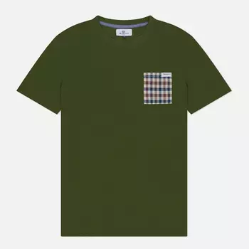 Мужская футболка Aquascutum Active Club Check Pocket, цвет зелёный, размер XXL