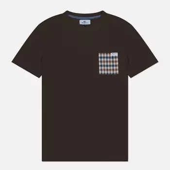 Мужская футболка Aquascutum Active Club Check Pocket, цвет коричневый, размер XXL