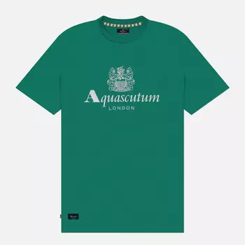 Мужская футболка Aquascutum Beach Basic Big Logo, цвет зелёный, размер XXL