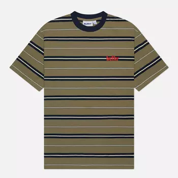 Мужская футболка Butter Goods Bryce Stripe, цвет оливковый, размер XXL