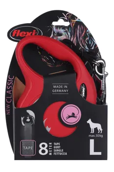 Поводок-рулетка Flexi new classic tape L 8 м до 50 кг красный