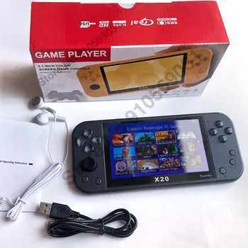 Игровая консоль X20, экран 5,1 дюйма с 10 эмуляторами, классический ретро-плеер для видеоигр, портативная игровая консоль Hd для Gba/md/fc/ps 8GB