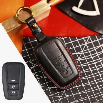 Чехол для автомобильных ключей GUSHIBEI из натуральной кожи для TOYOTA 2-BTN красный