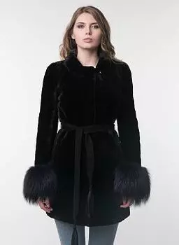 Пальто приталенное из мутона 32, КАЛЯЕВ