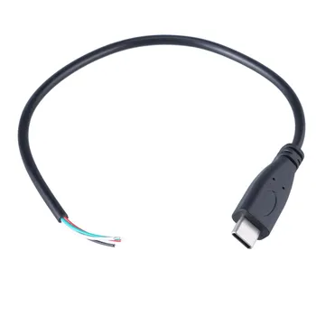 Кабель питания USB C, кабель передачи данных, 4-контактный неизолированный провод с открытым концом, поддержка линии зарядки 5 В/3 А для светодиодного маршрутизатора с вентилятором и подсветкой своими руками 25CM-B
