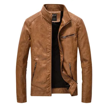 Autumn and Winter Velvet Jacket Loose Large Size Pu Leather Lapel Business Casual Jacket M
