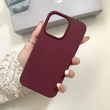 Темно-фиолетовый жидкий силиконовый чехол для телефона IPhone 14 13 12 11 Pro Max XR XS X 8 7 Plus SE 2020, полный защитный чехол 7 8 or SE 2020