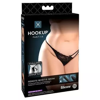 PIPEDREAM Необычные трусики Hookup Panties Remote Bowtie Bikini - Fits Size XL-XXL