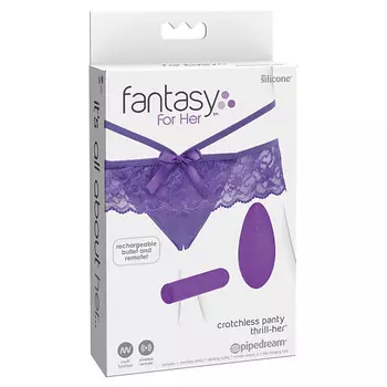 PIPEDREAM Вибропуля + трусики + пульт ДУ Fantasy For Her Crotchless Panty Thrill-Her