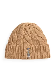 Шерстяная шапка Polo Ralph Lauren, бежевый