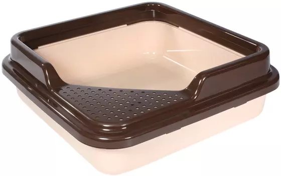 Triol P755 туалет для кошек квадратный с бортом капучино 43,5 х 43,5 х 14,5 см (1 шт)