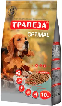 трапеза оптималь для взрослых собак всех пород живущих дома (10 + 10 кг)