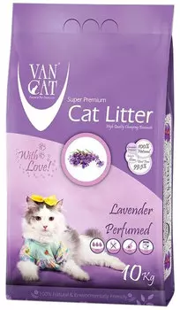 Van Cat Lavender наполнитель комкующийся для туалета кошек с ароматом лаванды (10 + 10 кг)