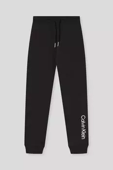 Брюки хлопковые на кулиске с логотипом Calvin Klein Jeans