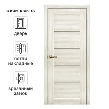 Дверь межкомнатная глухая Artens Брио 60x200 см ПВХ цвет дуб филадельфия с замком и петлями