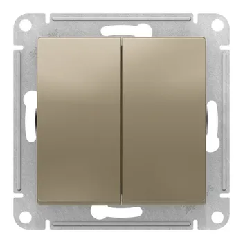 Переключатель Systeme Electric AtlasDesign, 2кл., скрытый монтаж, механизм с накладкой без рамки, шампань (ATN000573)