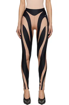 Леггинсы со спиралью черного и коричневого цветов Mugler